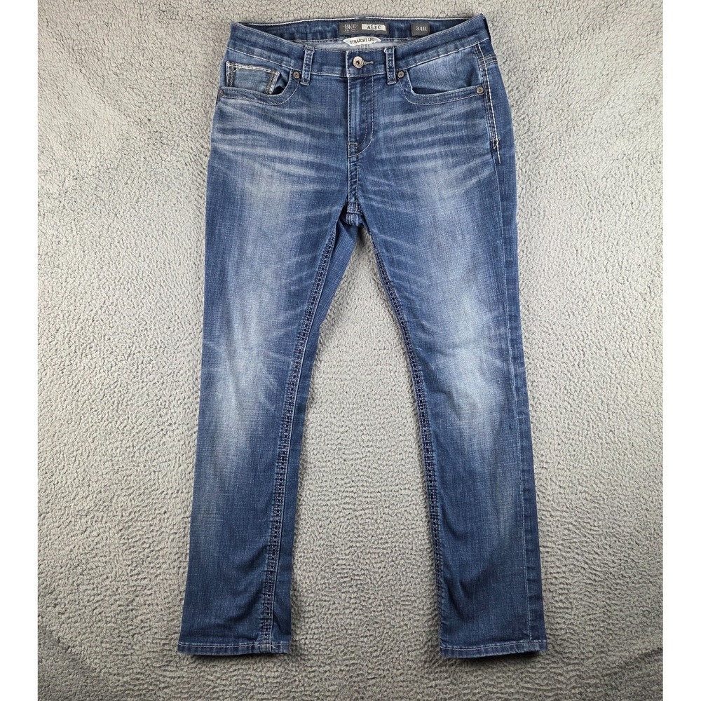 BKE Alec Jeans Mens 34R (33x31) Blue‎ Straight Denim Stretch Casual
